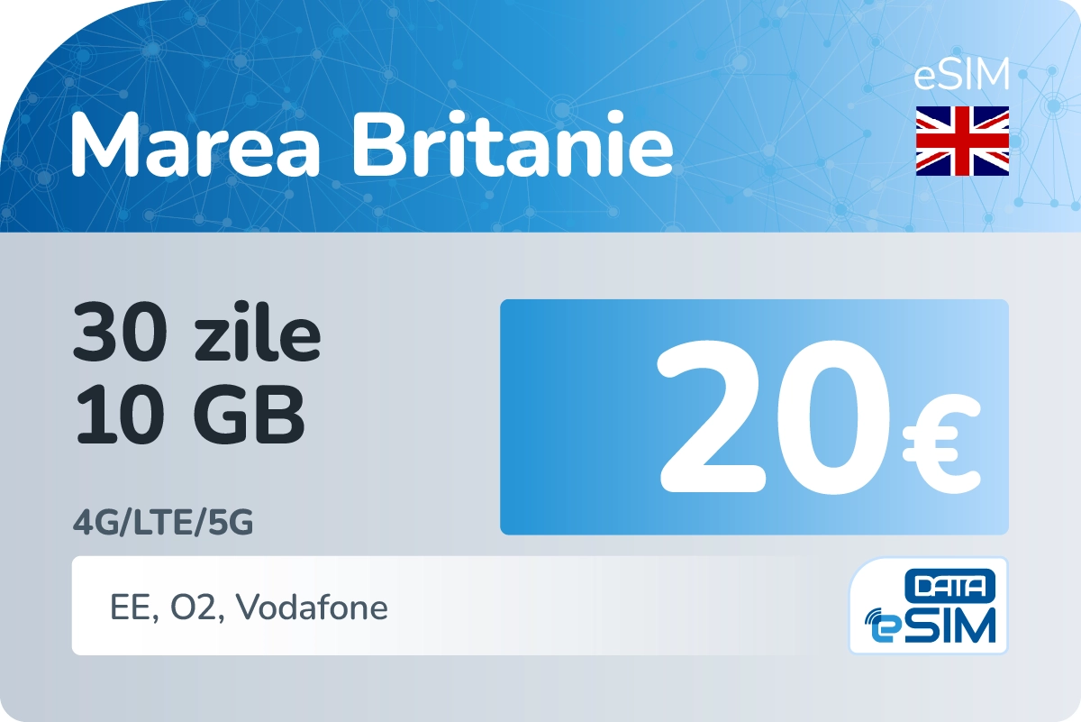 eSIM Marea Britanie 30 zile 10 GB