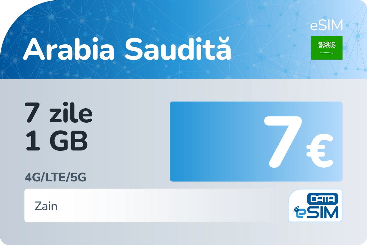 eSIM Arabia Saudită 7 zile 1 GB