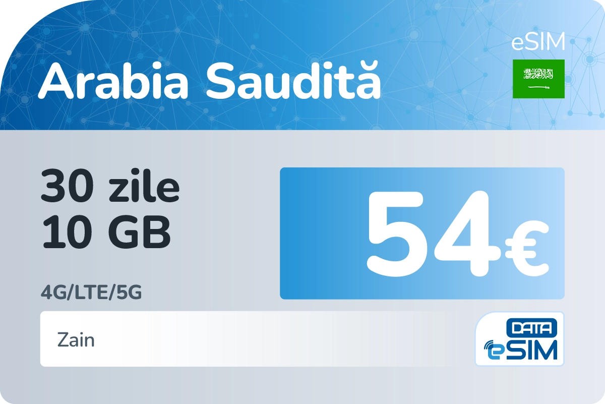 eSIM Arabia Saudită 30 zile 10 GB
