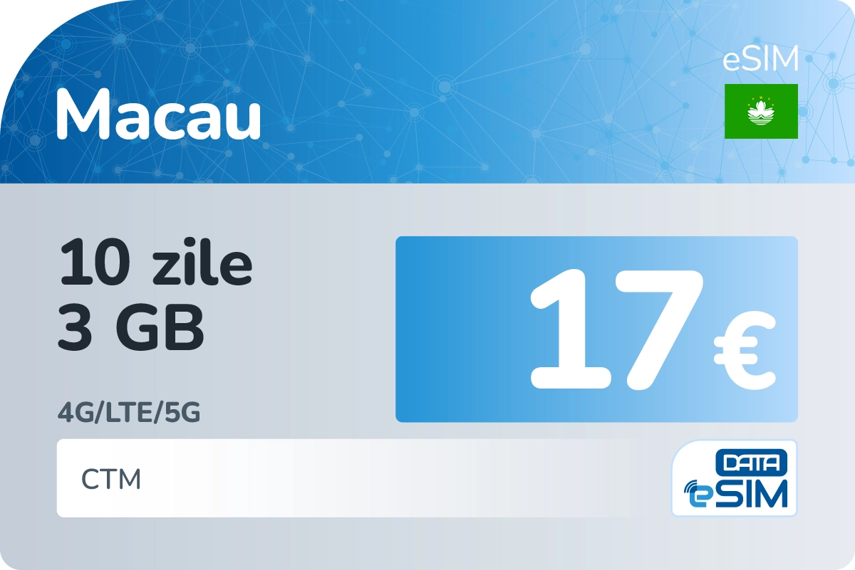 eSIM Macau 10 zile 3 GB