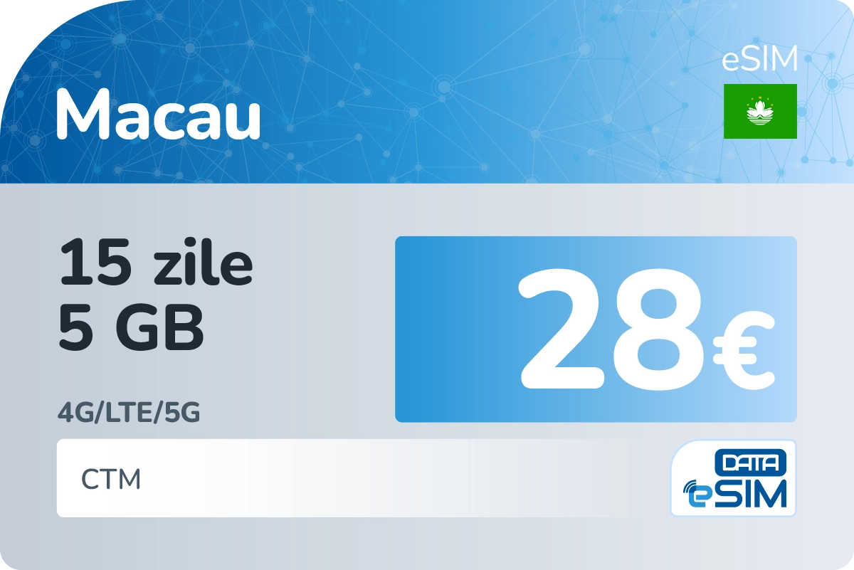 eSIM Macau 15 zile 5 GB