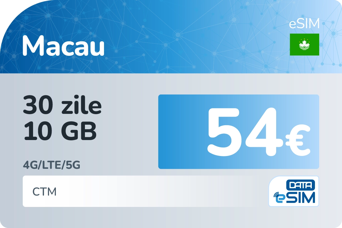 eSIM Macau 30 zile 10 GB
